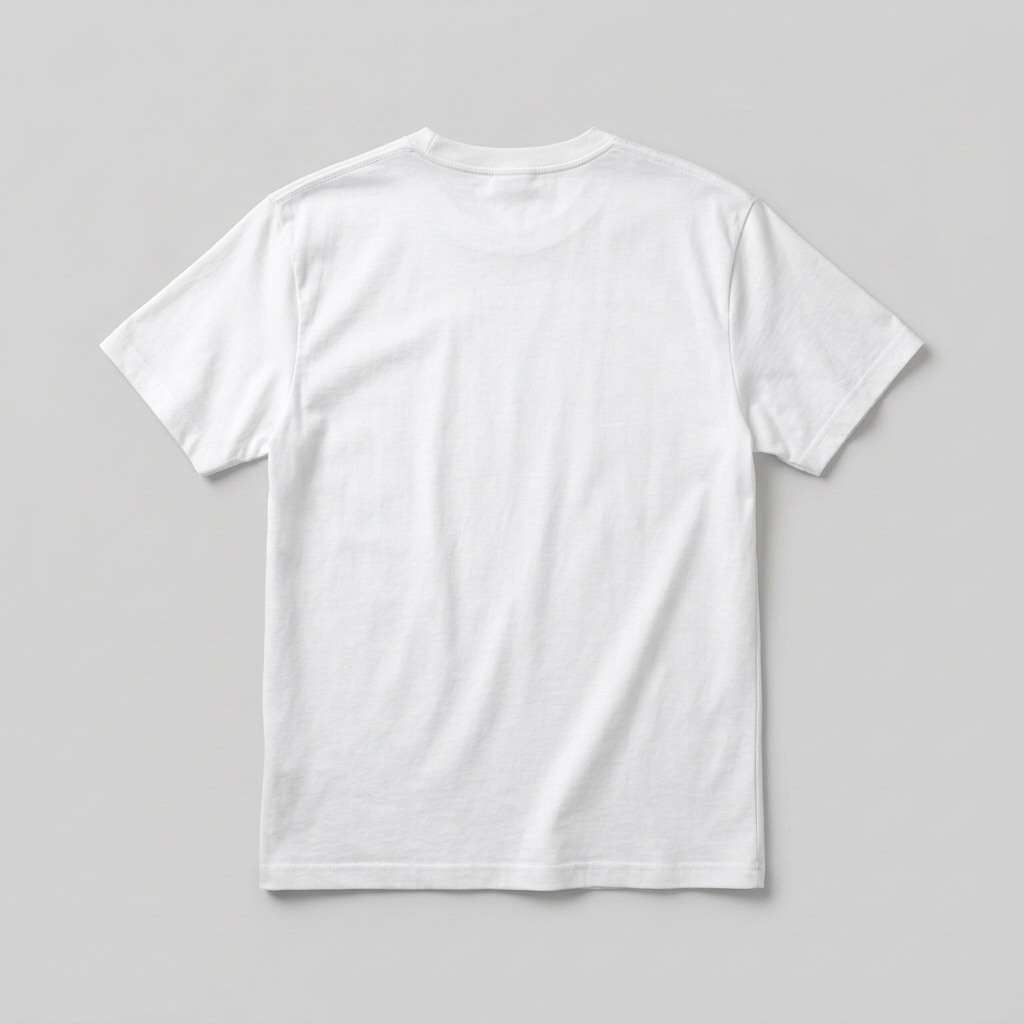 White crewneck short-sleeve T-shirt, back view