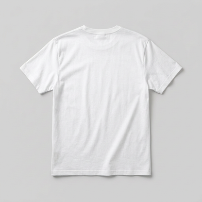 White crewneck short-sleeve T-shirt, back view
