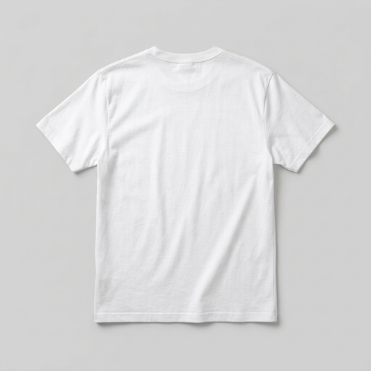 White crewneck short-sleeve T-shirt, back view