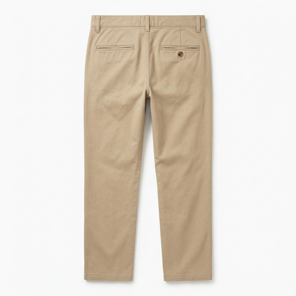 Sand straight-leg chino pants, back view