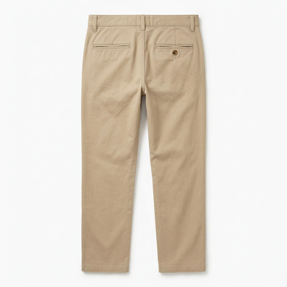 Sand straight-leg chino pants, back view