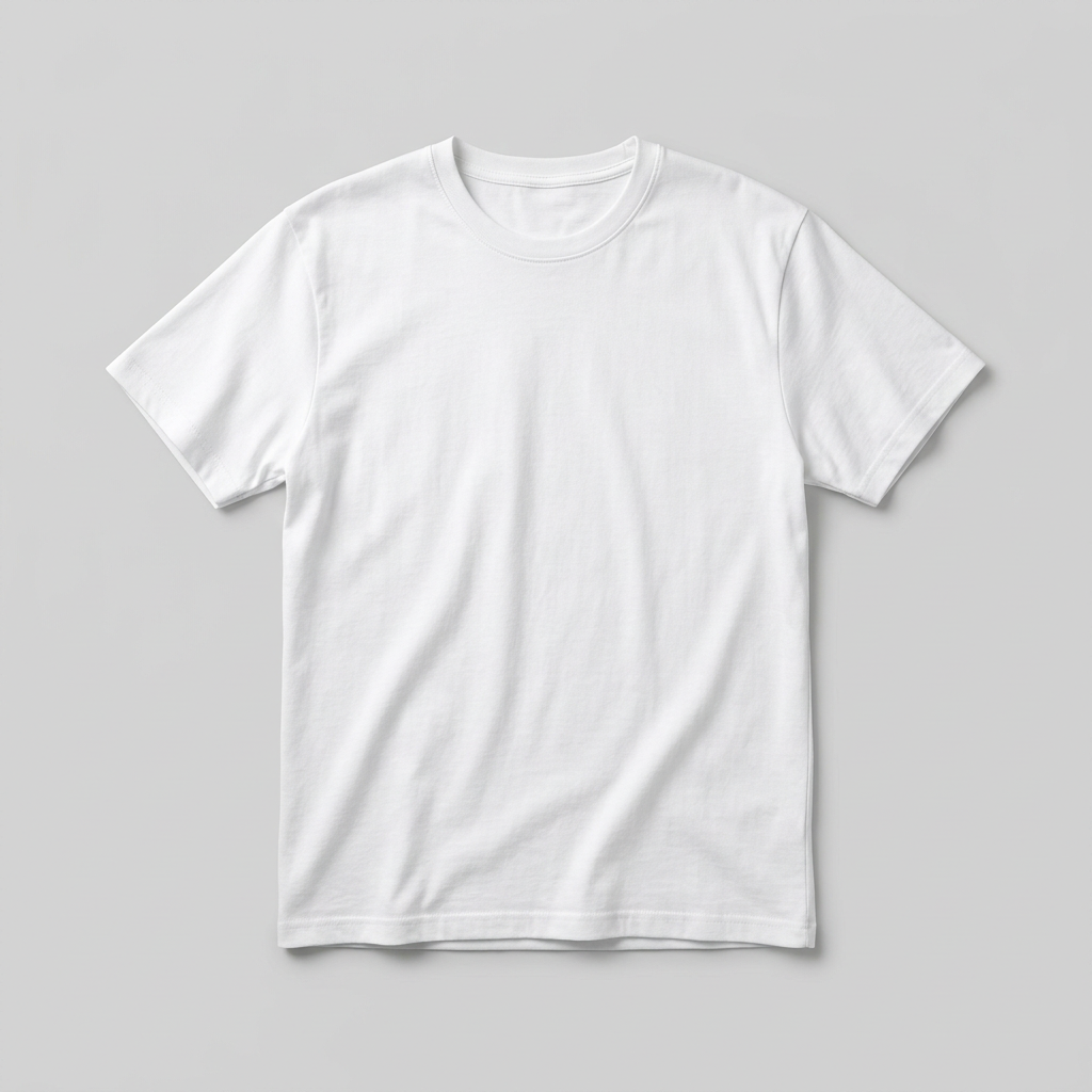 White crewneck short-sleeve T-shirt, front view