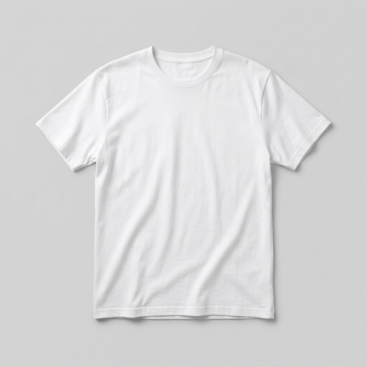 White crewneck short-sleeve T-shirt, front view